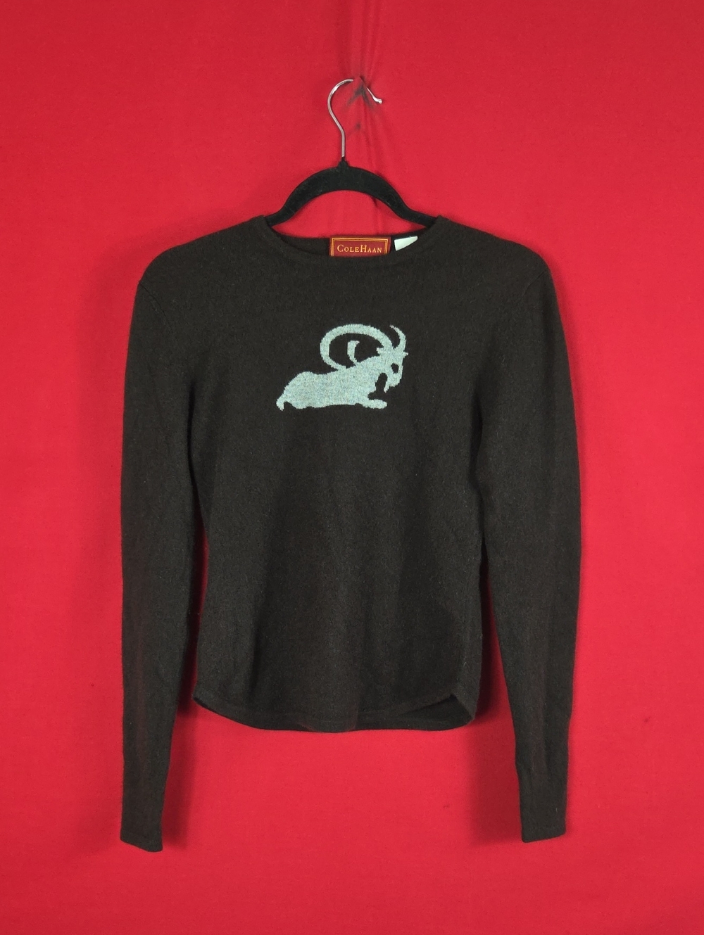 COLE HAAN VINTAGE Cashmere Ram Sweater Brown Womens Size Medium